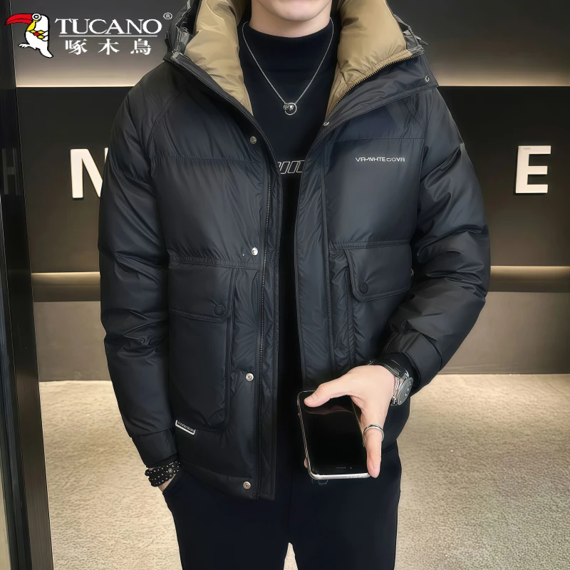 TUCANO/啄木鳥鸭绒羽绒服冬季2025新款男士短款加厚外套男士宽松