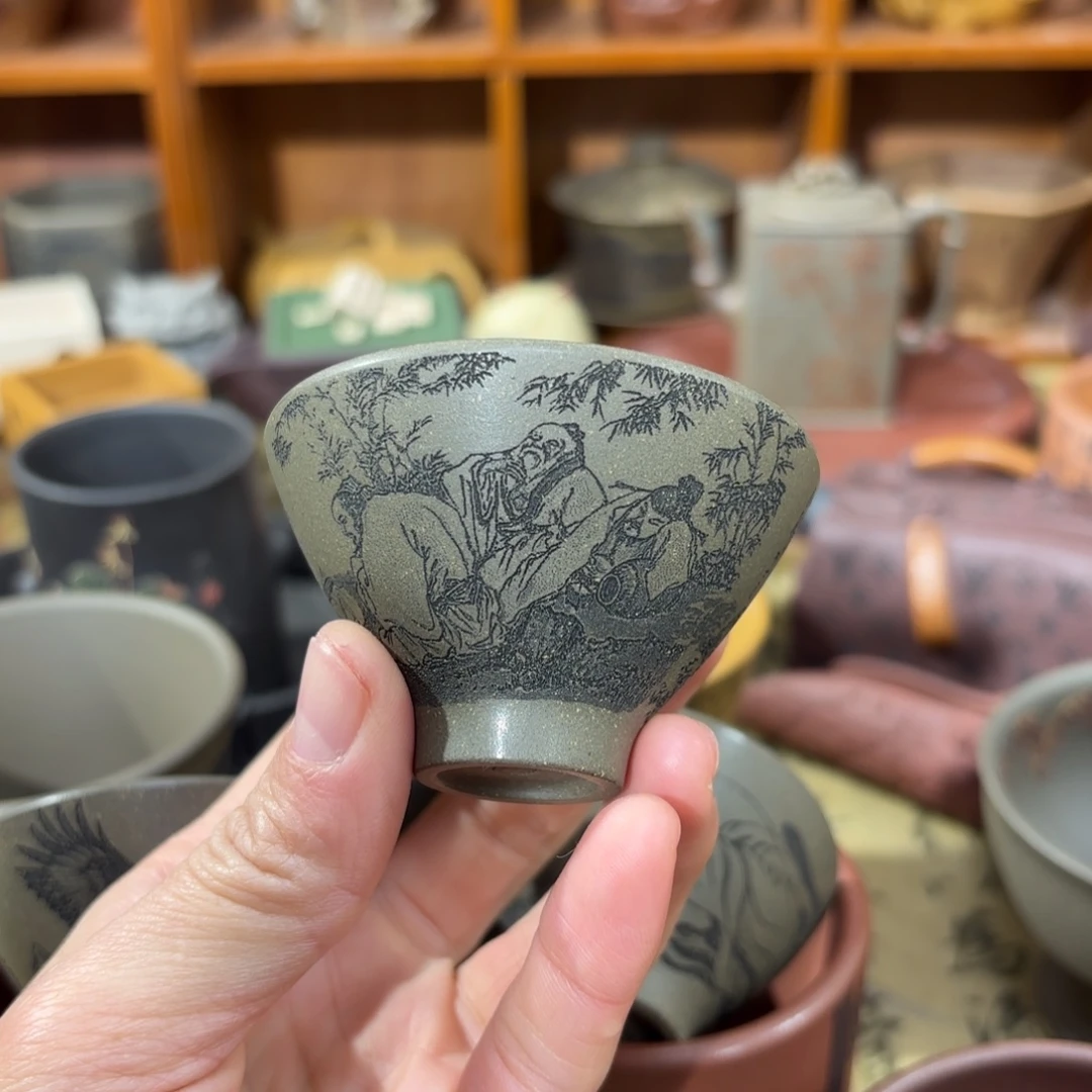 一***沙紫砂茶杯宜兴紫砂原矿茶器