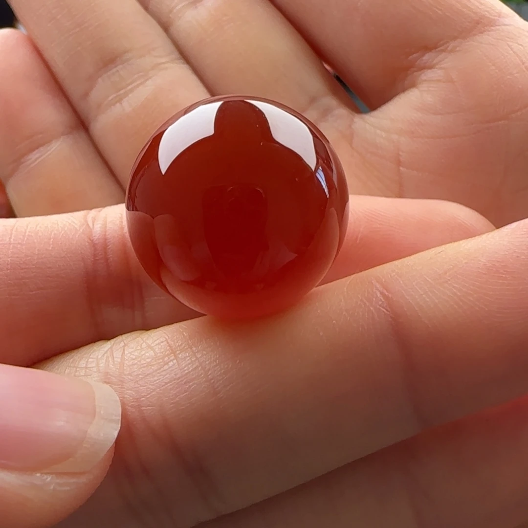 南红玛瑙未镶嵌圆珠：19.5辣椒红偏锦红 有白马牙 性价比