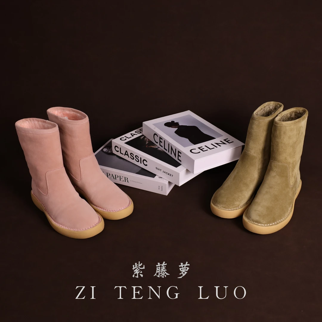 ZiTengLuo/25年冬季加绒新款女靴子2235-8