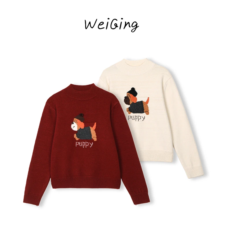 【丹姐家~眼镜小狗】冬季新款通勤半高领套头针织衫