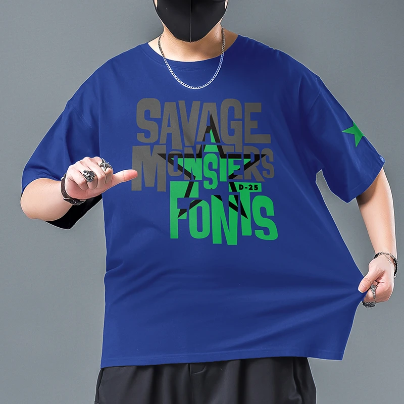 短袖男夏季大码男装宽松2025新款男士半袖T恤加肥加大胖子打底衫