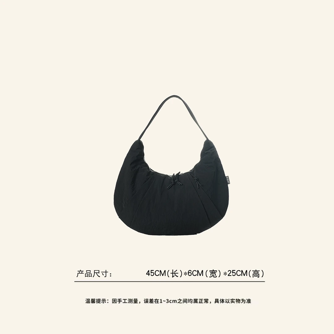 【新品限定】2025新款休闲通勤女士单肩斜挎包KF402525-饺子包黑色