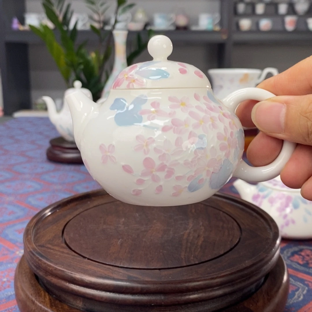 茶壶手绘釉下彩高温瓷