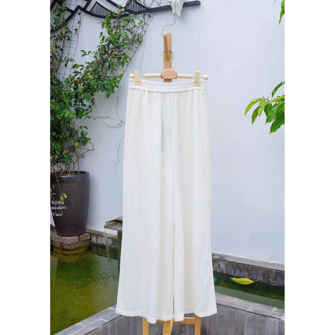 2269白色直筒丝绒裤