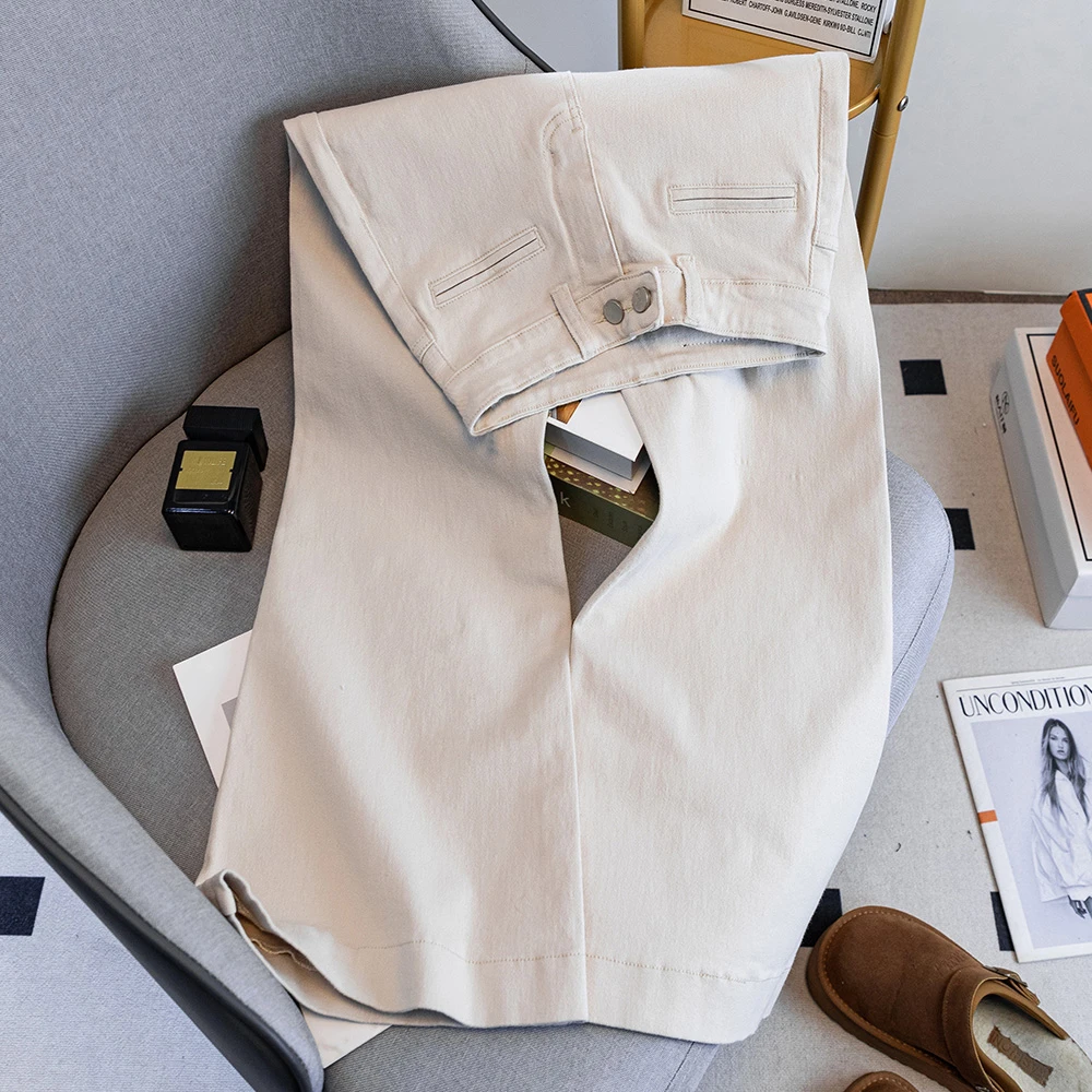 084不贴腿直筒微喇裤女夏季2025新款爆款牛仔裤高腰显瘦喇叭裤子