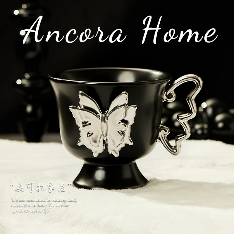 【暗银系列】安可拉家居原创设计创意高颜值金色陶瓷马克杯咖啡杯