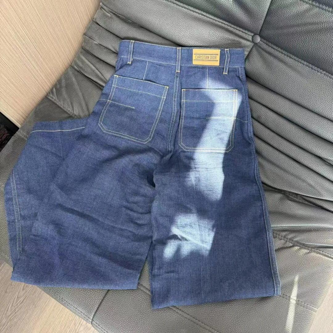 99新 DIOR/迪奥 蓝色牛仔裤 阔腿裤32码66腰围