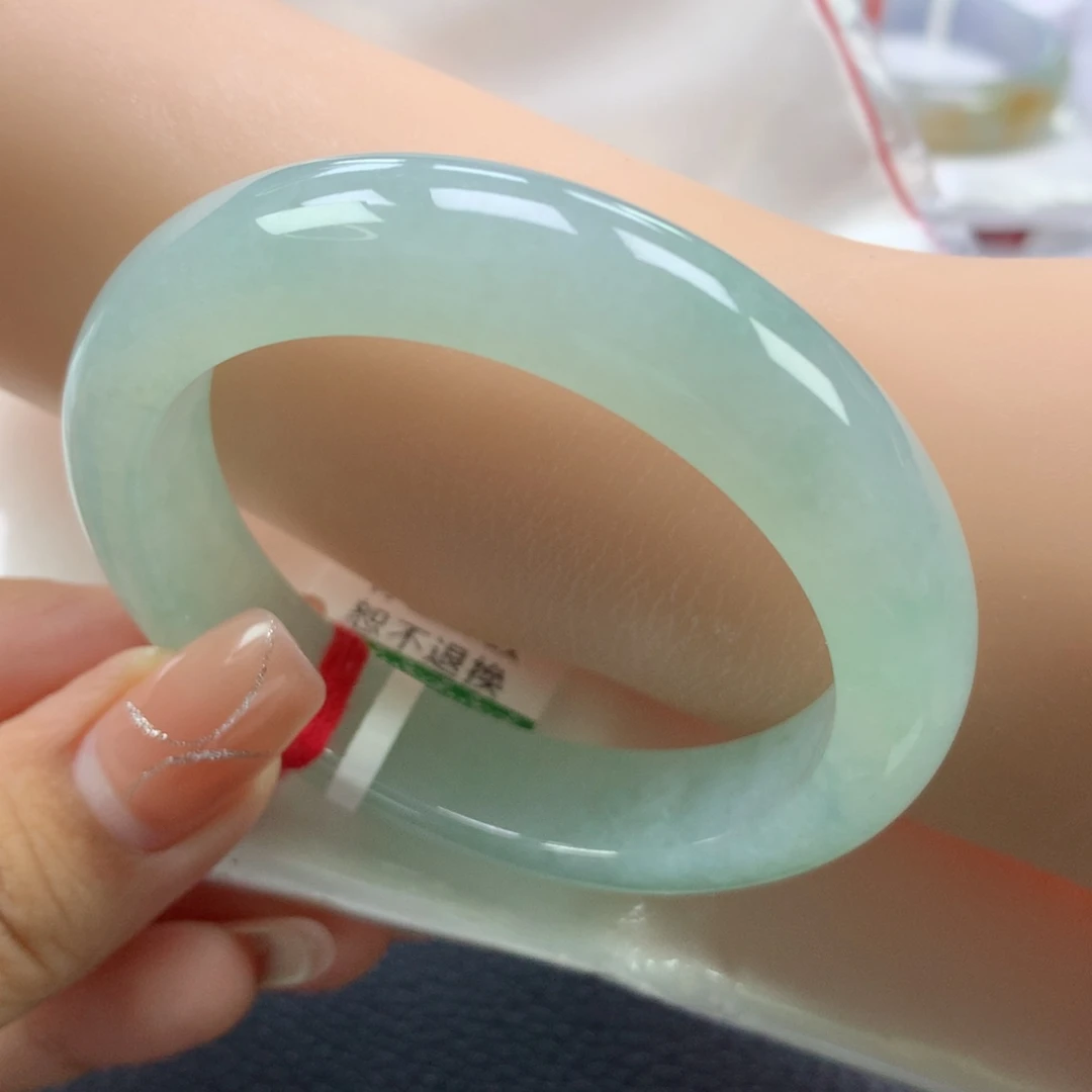 翡翠手镯未镶嵌缅甸天然翡翠手镯52.8正