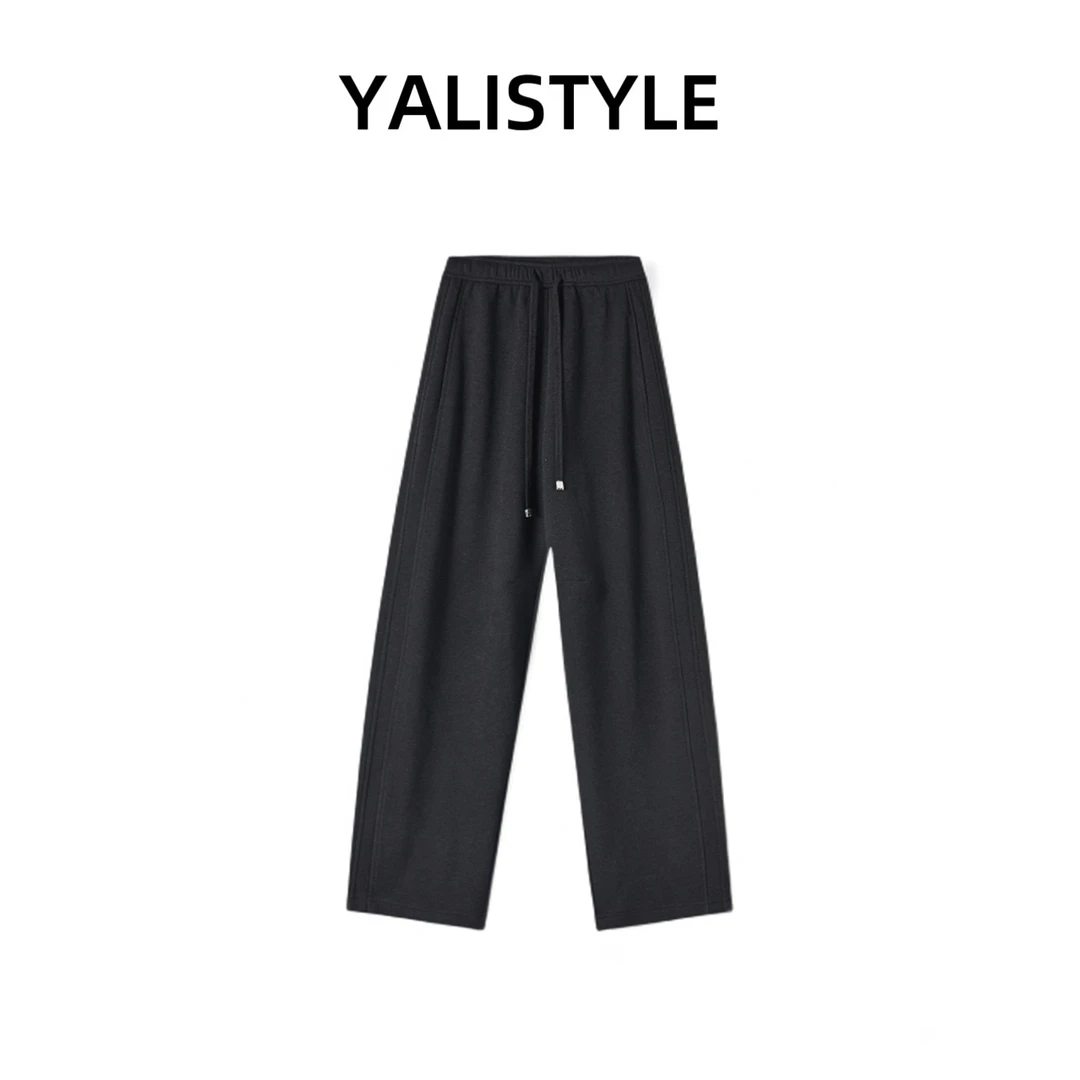 YL STYLE定纺醋酸绵羊毛.休闲垂感藏肉显瘦加绒弯刀裤2606