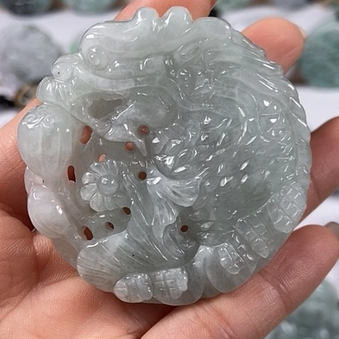 翡翠颈饰未镶嵌冰如意龙鱼两面工福利