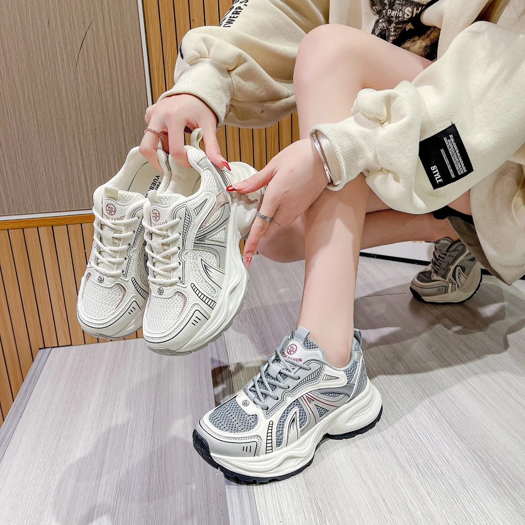 老爹鞋女2025春秋季新款厚底增高网面透气时尚百搭休闲运动鞋