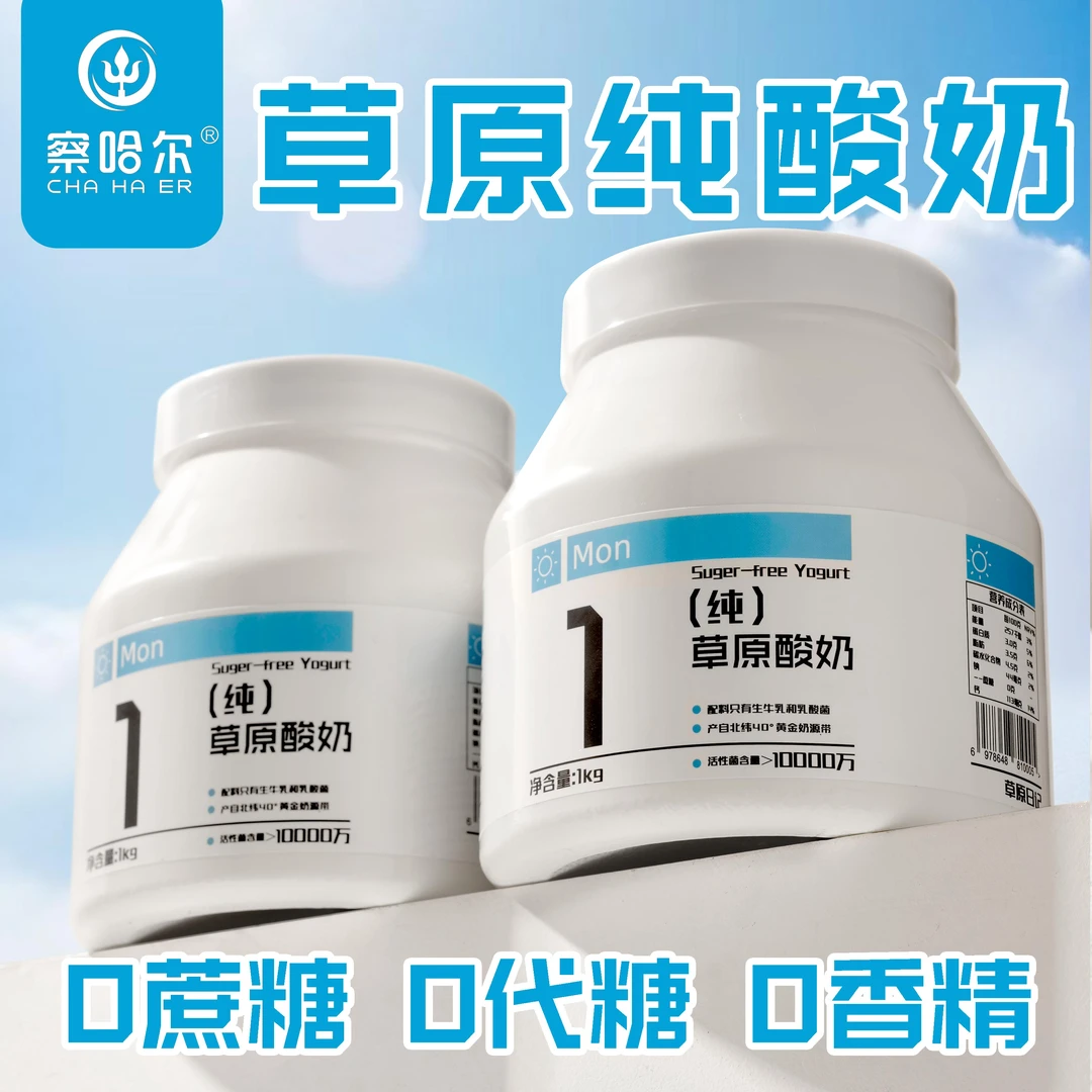 内蒙古纯酸奶1kg 2桶 0蔗糖 家庭装低温酸奶桶早餐营养酸奶碗轻食