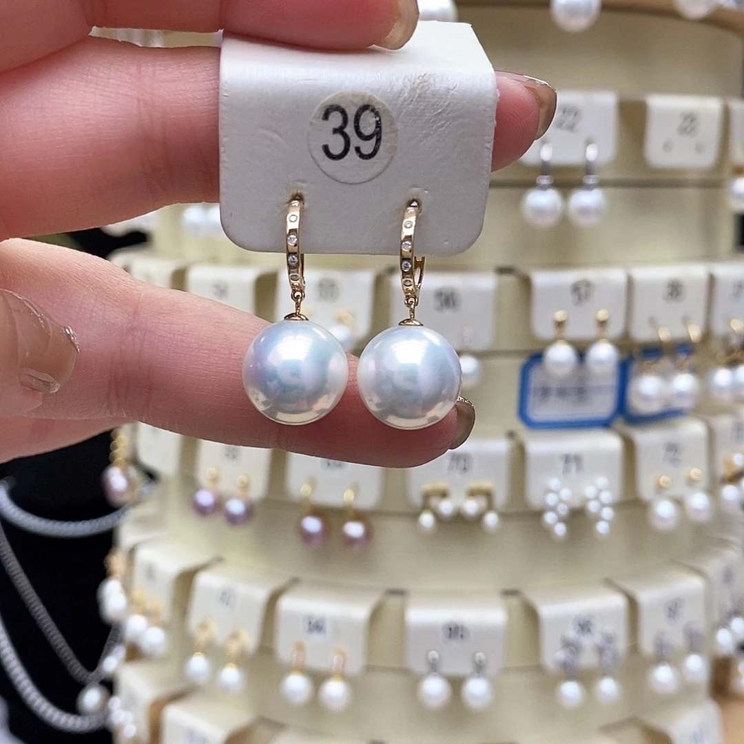 淡水珍珠耳饰18K金镶嵌