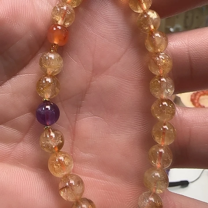 ღ***࿐手链水晶未镶嵌原创黄塔晶单圈7+049