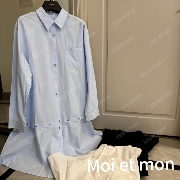 【Moi et mon】春季新款小众时尚休闲长袖纯色长衬衣宽松简约长衬衫