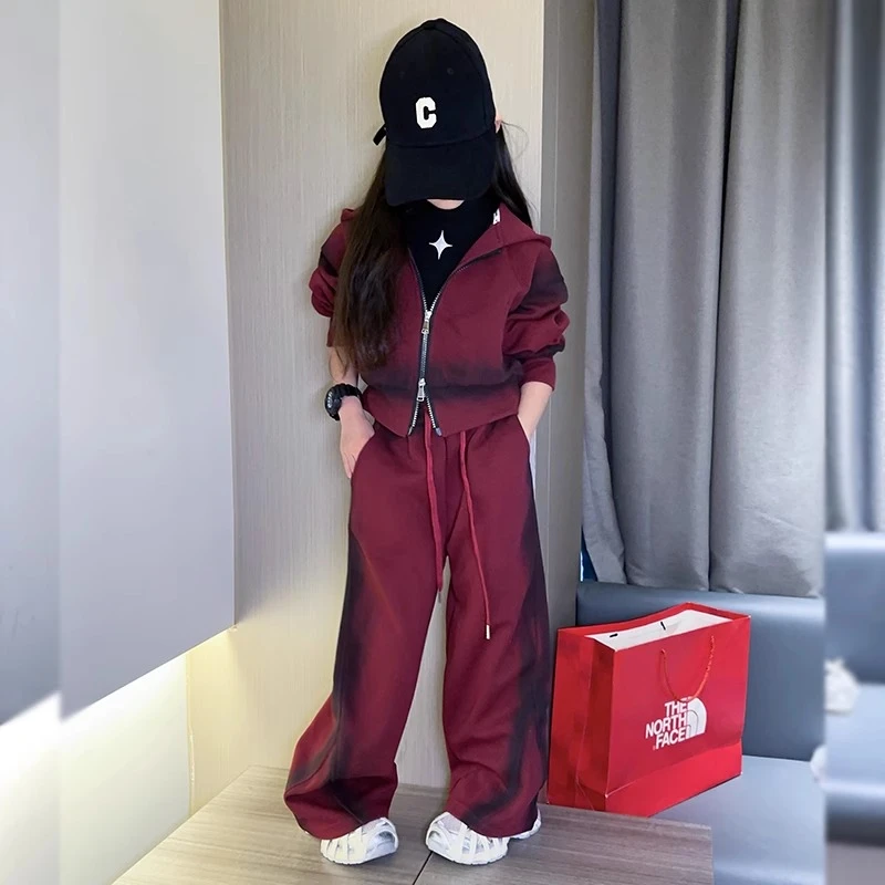 女童春装潮酷套装2025新款中大童时髦洋气秋装儿童休闲运动两件套