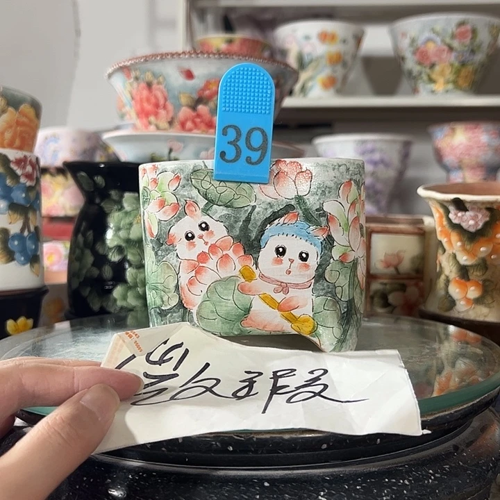 景德镇手绘花盆 满38包邮