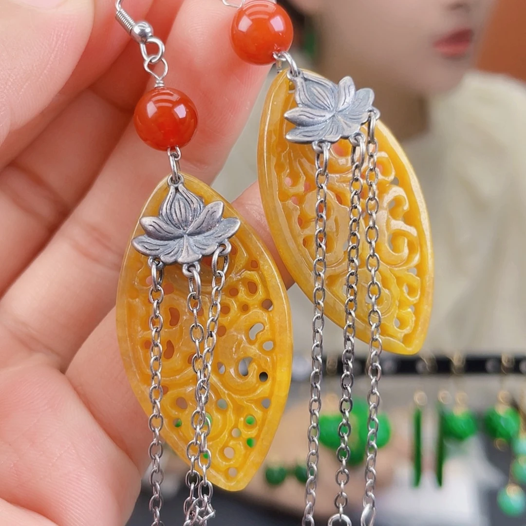 翡翠未镶嵌耳饰饰品