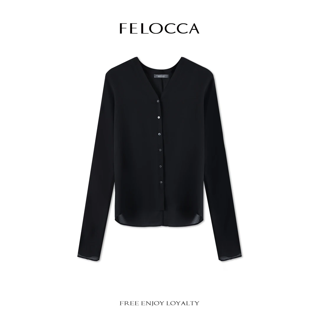 【FELOCCA】简约V领小开衫长袖气质穿搭轻薄上衣CC2665