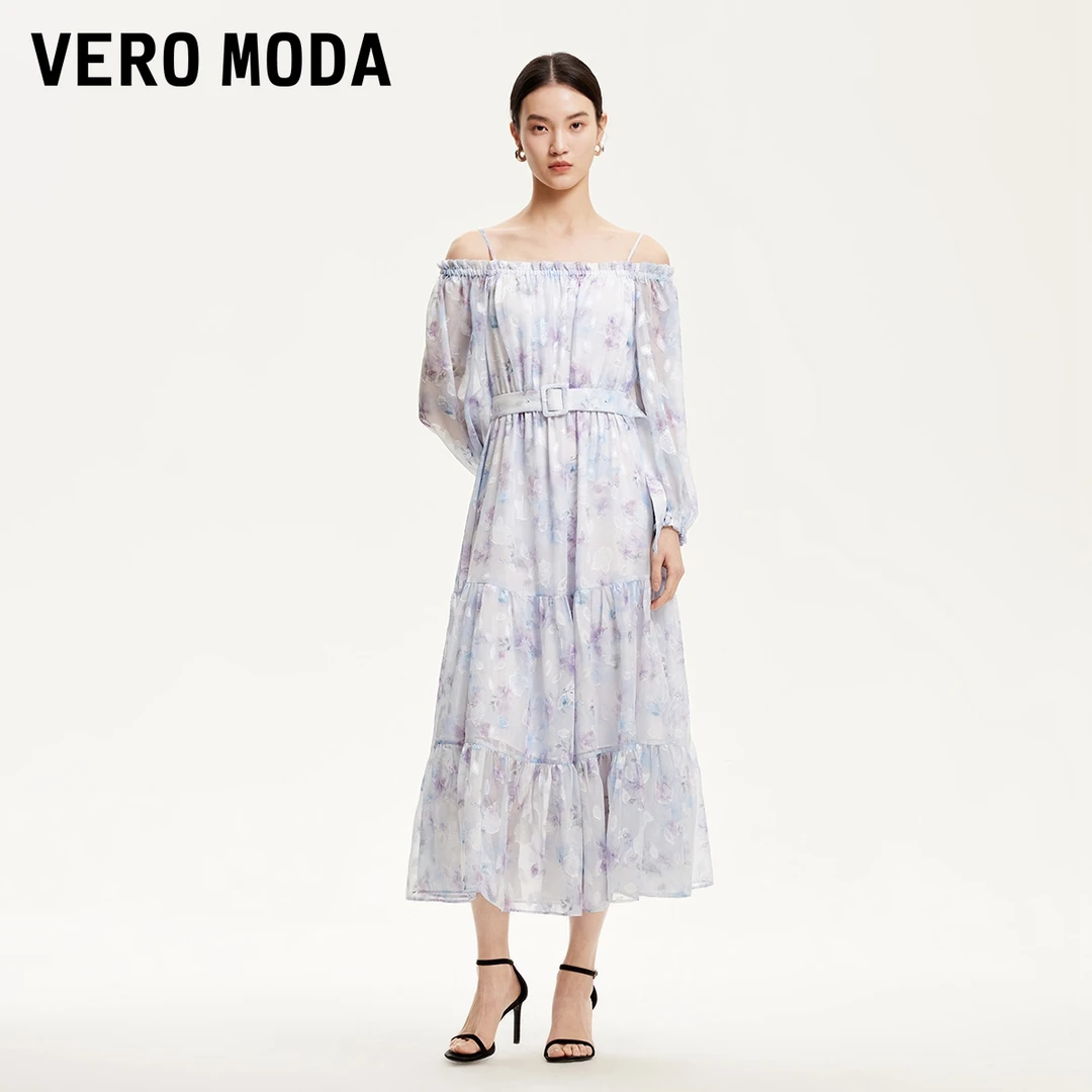 Vero Moda连衣裙【紫罗兰花园】吊带一字肩荷叶边氧气裙32517C013