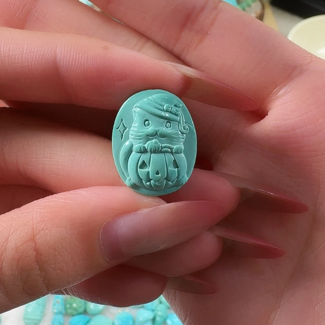 绿松石未镶嵌吊坠(不含链)猫猫城堡