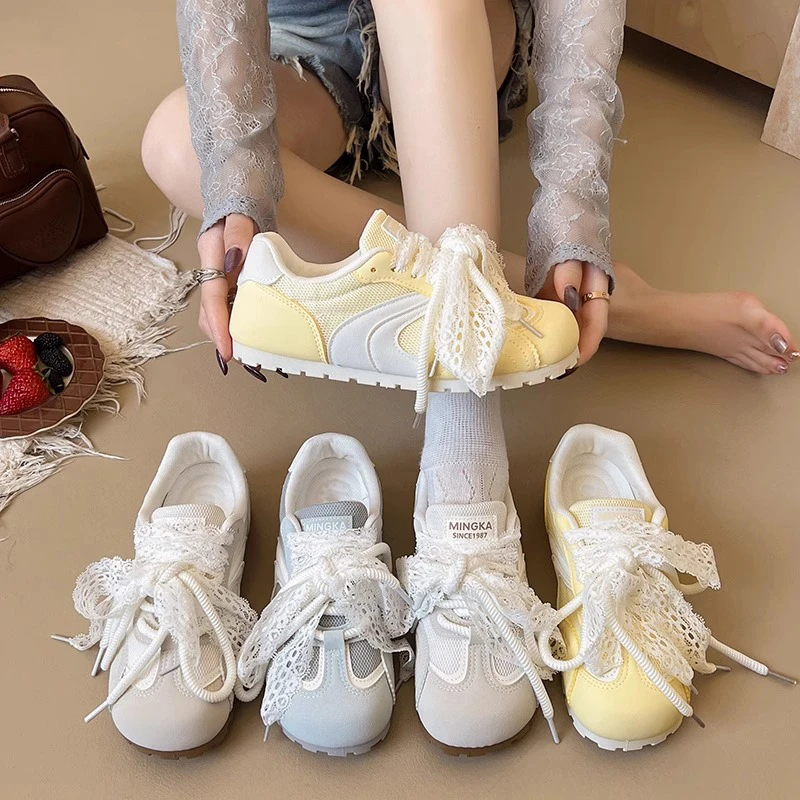 【送郁金香+蕾丝带】芭蕾德训鞋女2025夏季新款蕾丝百搭阿甘鞋