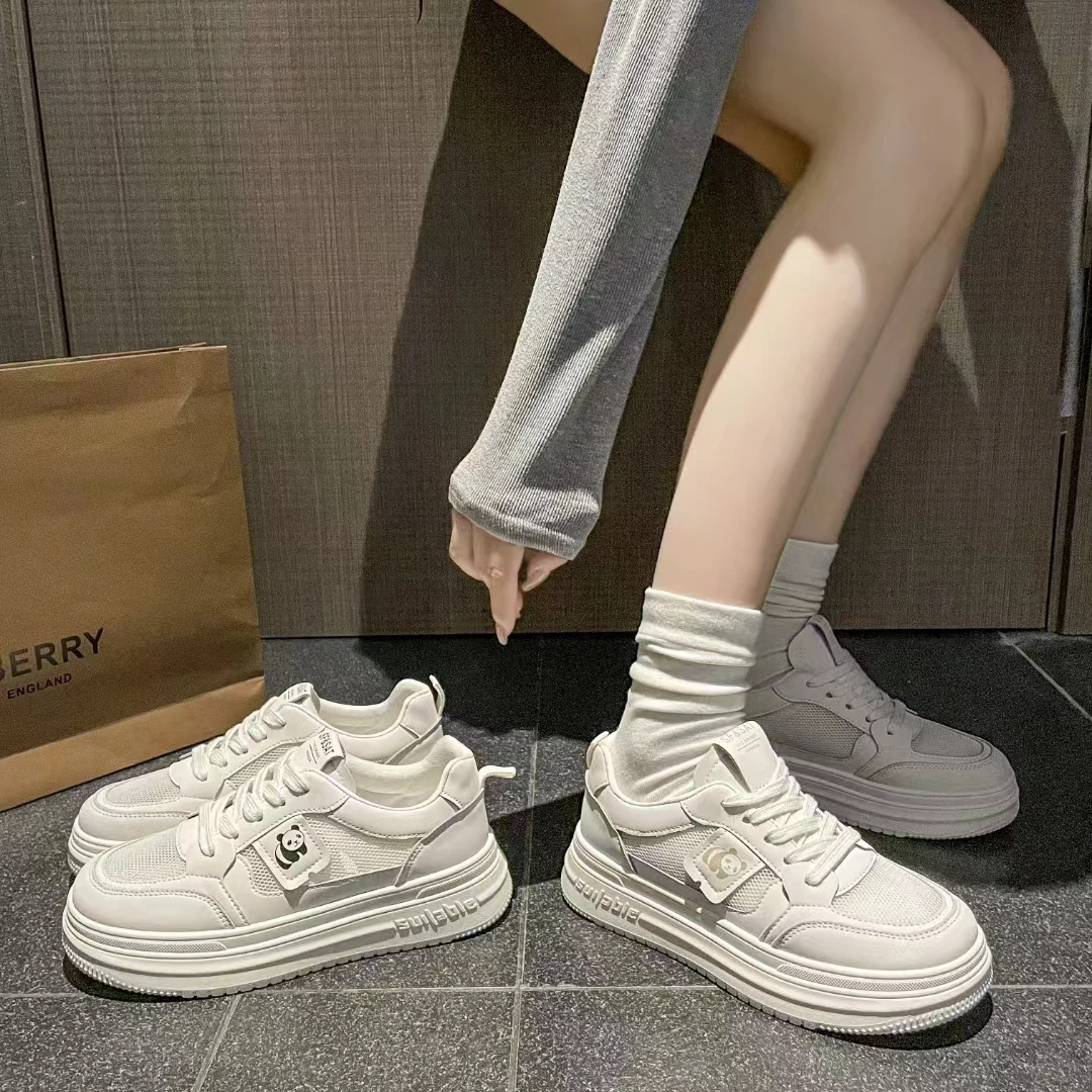 甜美风透网简约增高小白鞋D6010