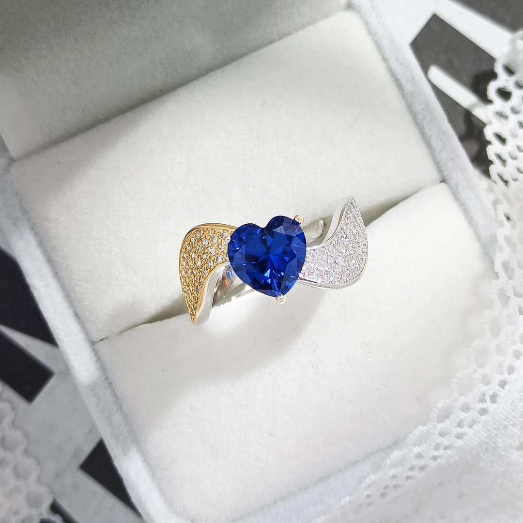 铜合金合成锆石戒指 WHLM-002730【蓝心恋语】戒指精致欧美时尚气质