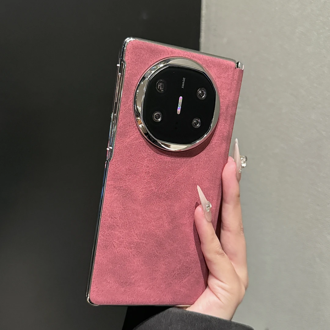 小羊皮适用华为matex6手机壳翻毛皮磨砂肤感折叠屏全包防摔保护套