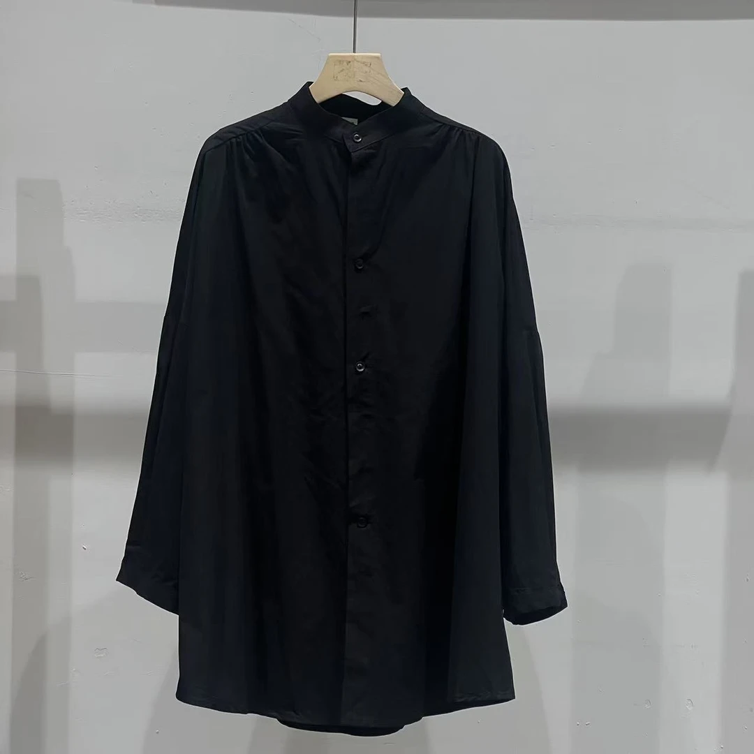 【ATAYI】2025早春新款休闲长袖时尚黑色百搭长款衬衣25029#