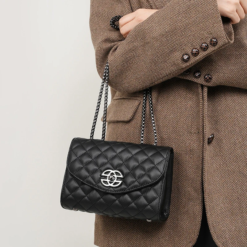 头层牛皮包包2025新款包包女包链条包斜挎高级感轻奢春夏真皮女包