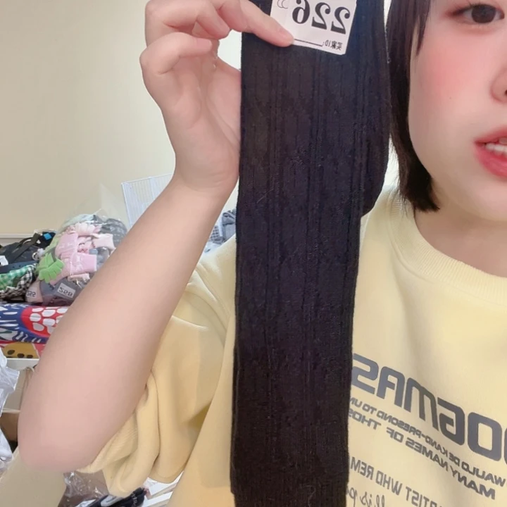 三醋酯纤维优家黑色羊小腿袜226