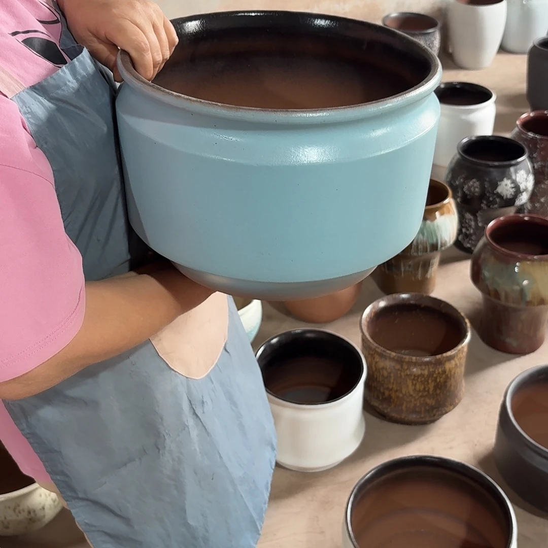 紫砂花盆口30高21