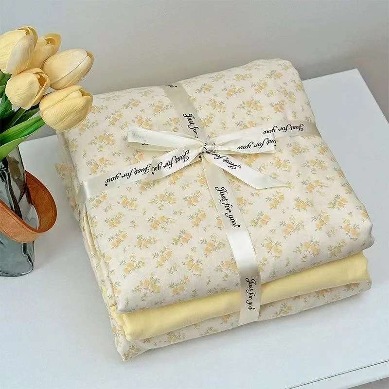 A类母婴级全棉床上四件套2025新款纯棉双层纱被套床单床笠三件套