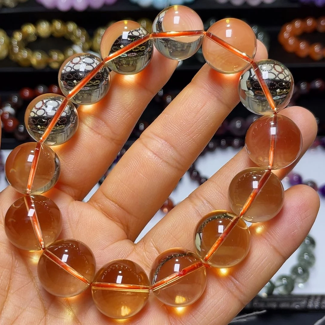 水晶手链未镶嵌巴西暴力黄大颗粒17+m