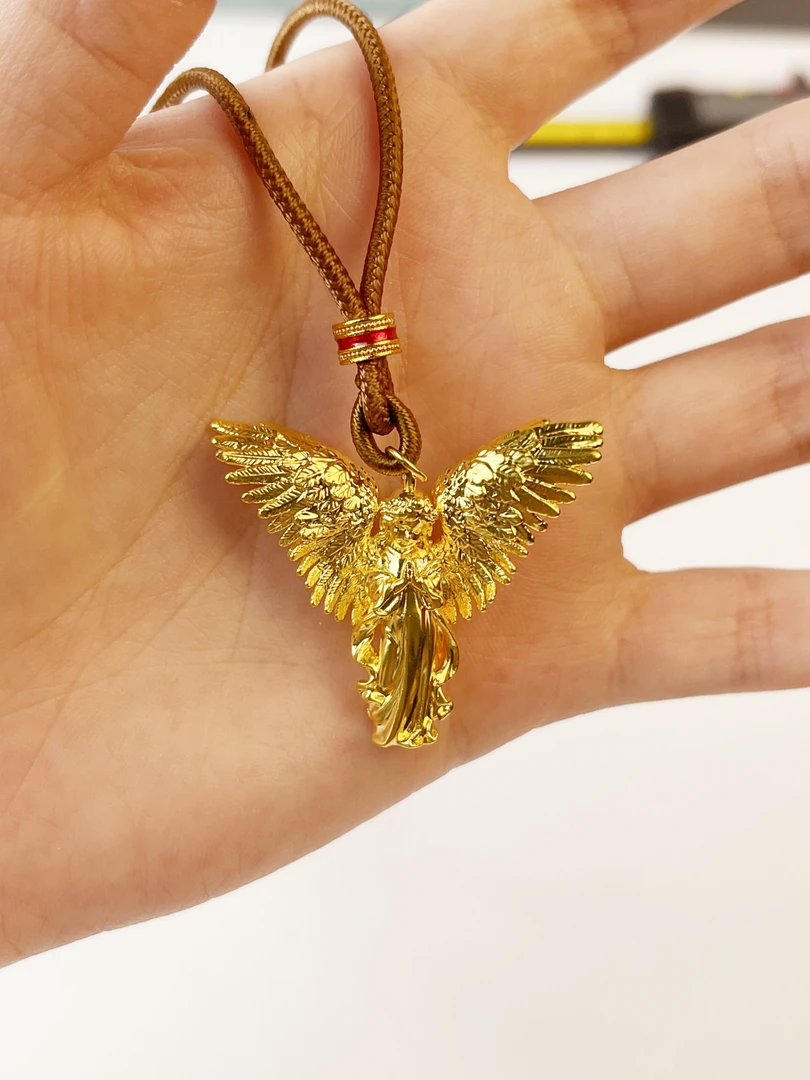 黄金足金999 天使吊坠纯金守护天使挂坠 女生百搭金饰送闺蜜