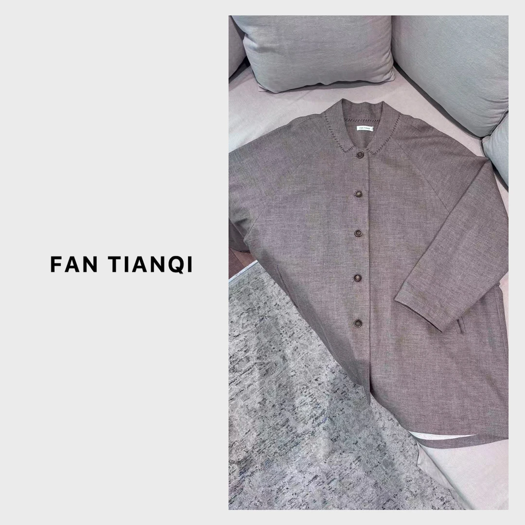 范天奇/FAN TIANQI【麻羊毛】酵素水洗羊毛亚麻外套FZOT56071