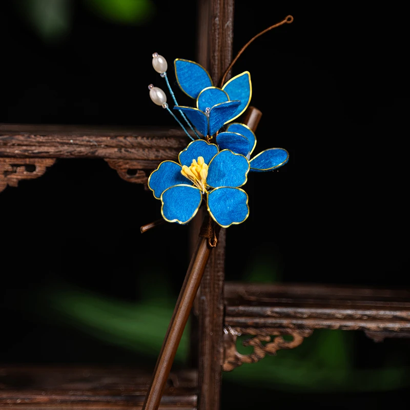古风手工绒布发簪新中式高级感发饰