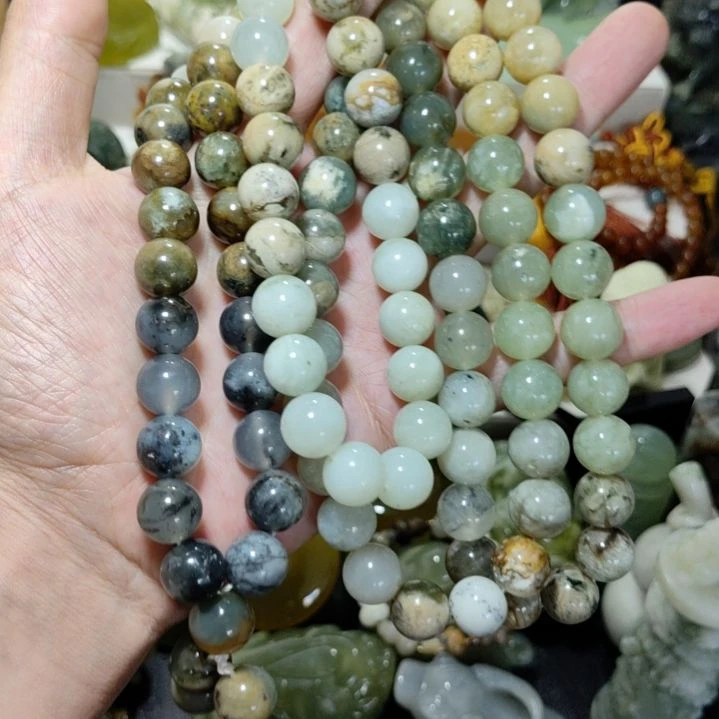 岫玉未镶嵌珠子串