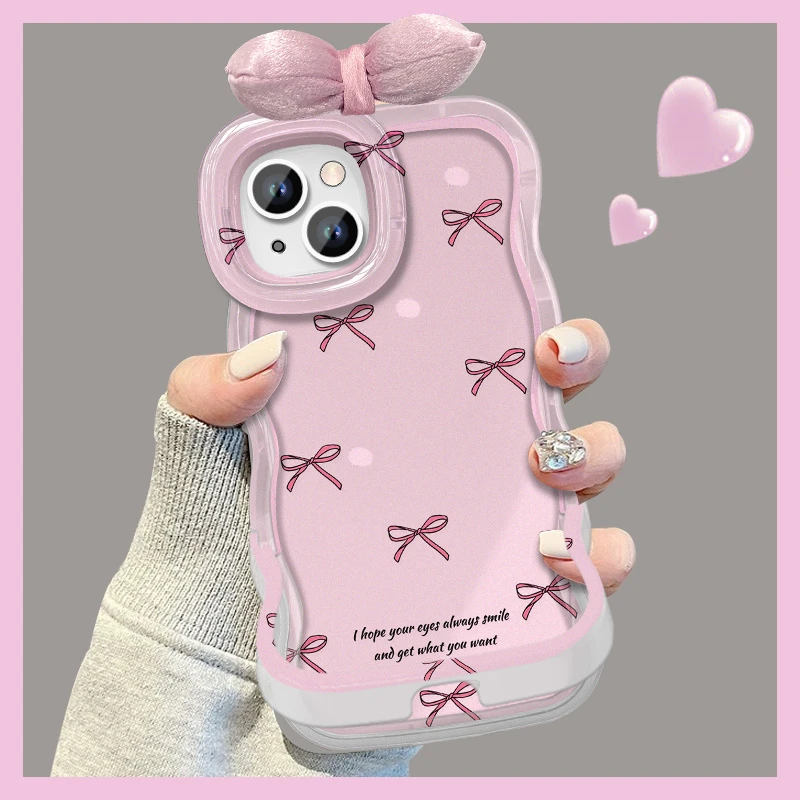 粉蝴蝶结适用苹果vivo华为oppo小米iPhone16板凳双支架手机壳