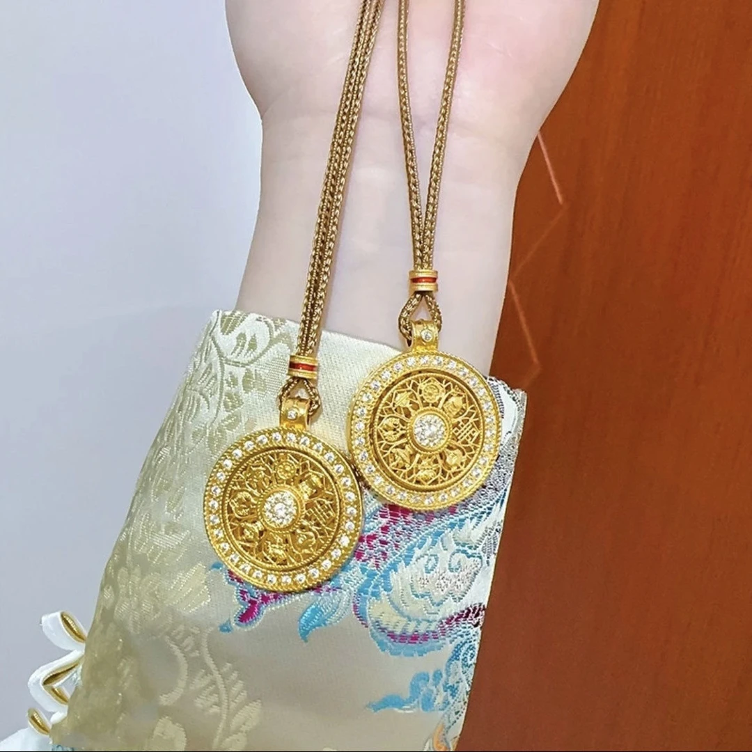 铜合金项链  久不掉色吉祥八宝罗盘如意绳项链可旋转吊坠毛衣链女