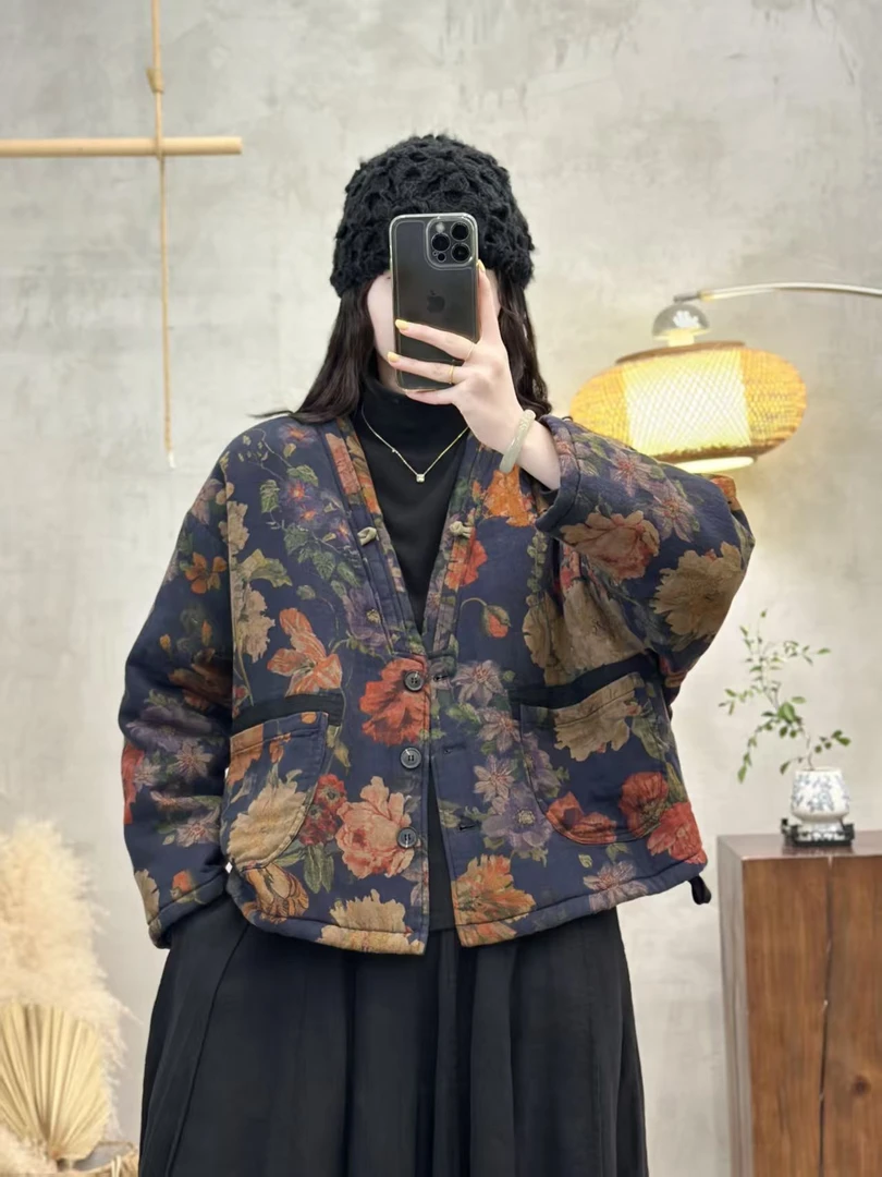 8802秋冬新款时尚气质显瘦遮肉洋气休闲女加厚宽松夹棉小棉袄外套