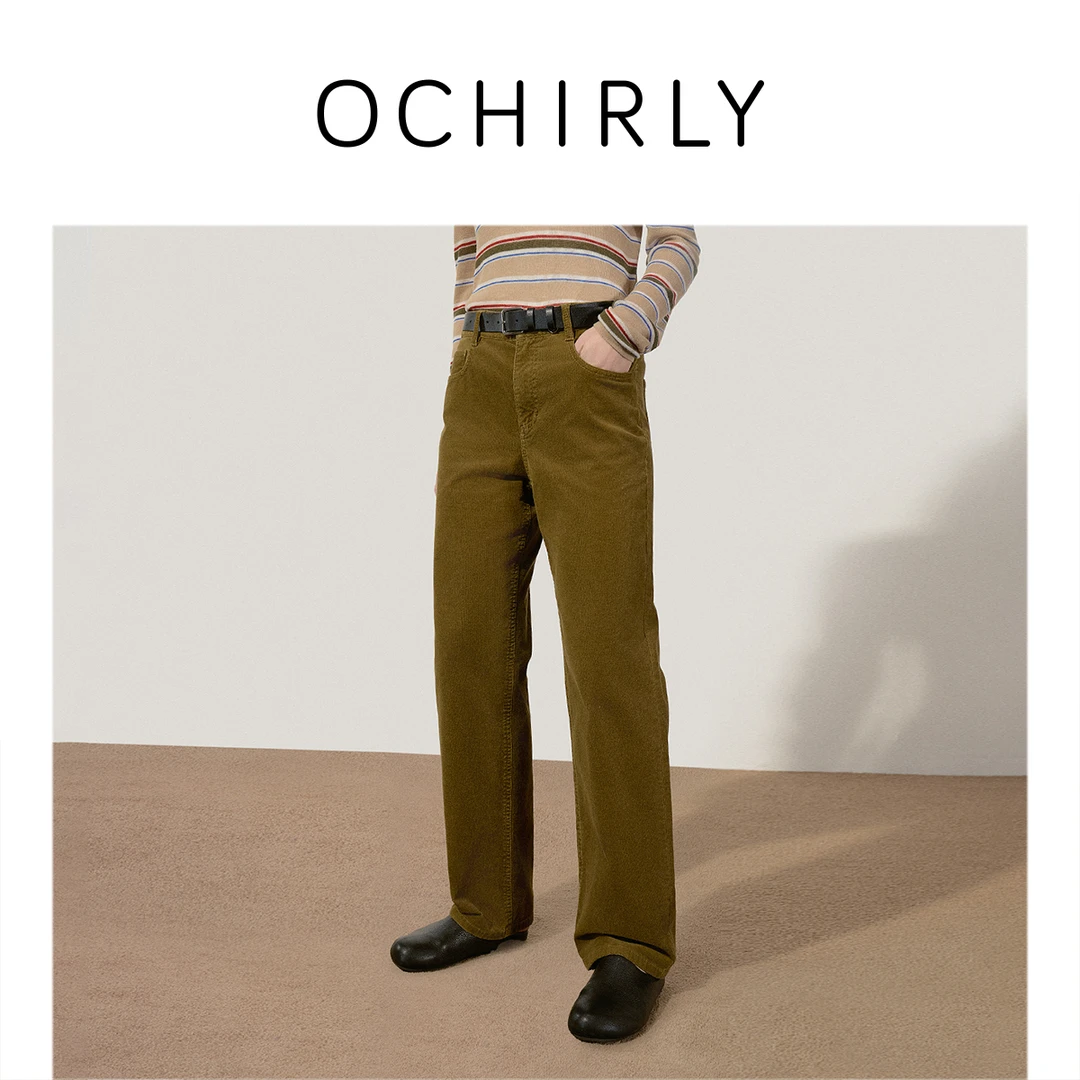 【0120】欧时力 灯芯绒直筒长裤女显瘦复古高级感2025早春新品