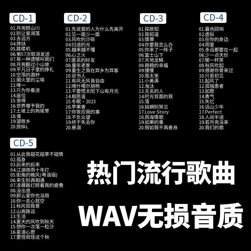 流行热歌车载CD碟片4张抖音流行歌曲无损高音质光盘合集