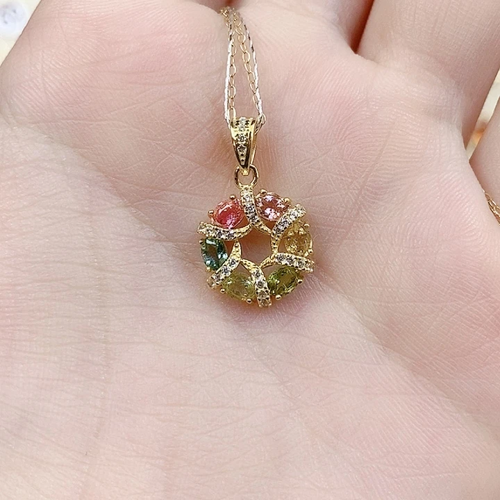 吊坠(赠链)银S925镶嵌碧玺