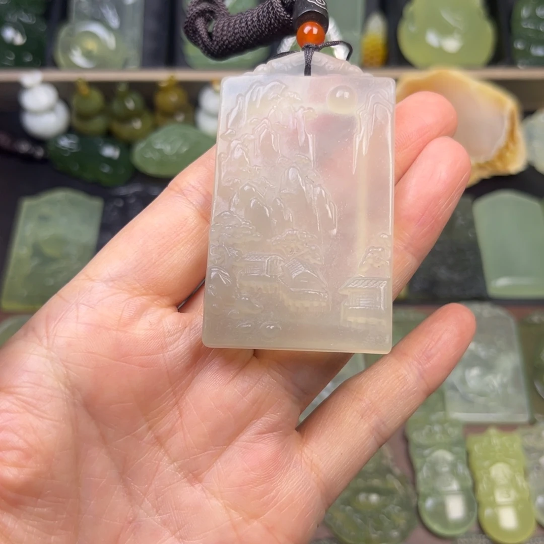 蛇纹石玉未镶嵌吊坠(赠链)