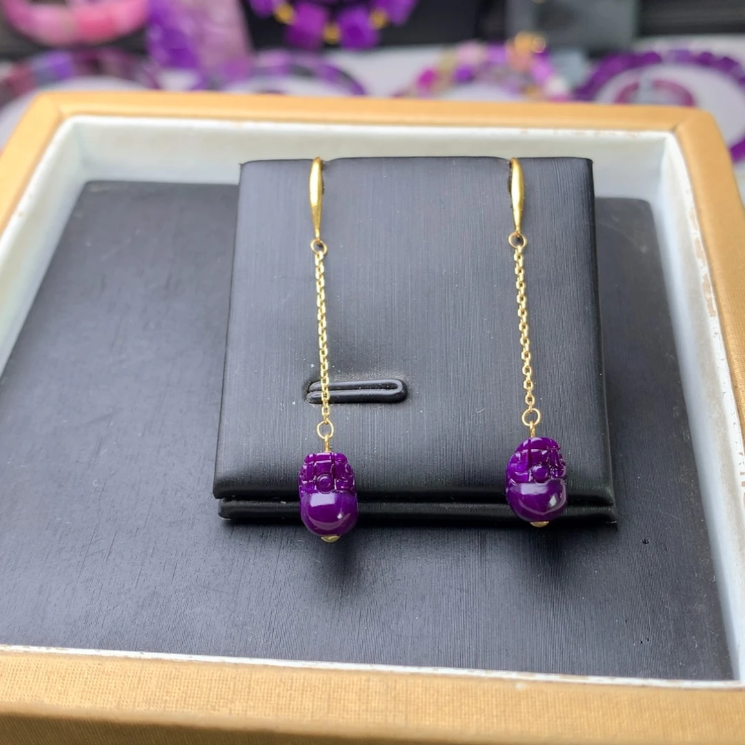 苏纪石（舒俱来）18K金镶嵌耳坠