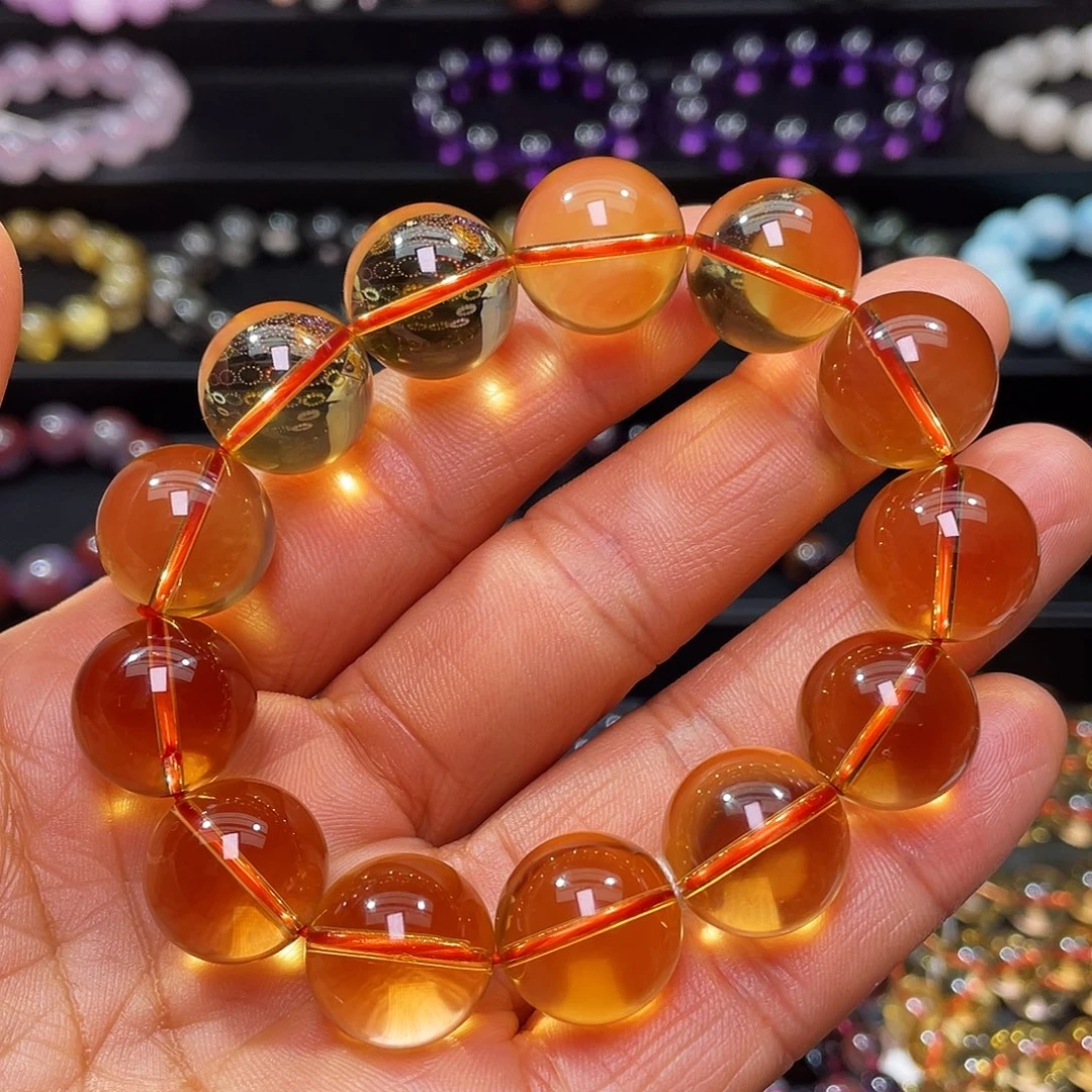 水晶手链未镶嵌巴西毕业级金红料