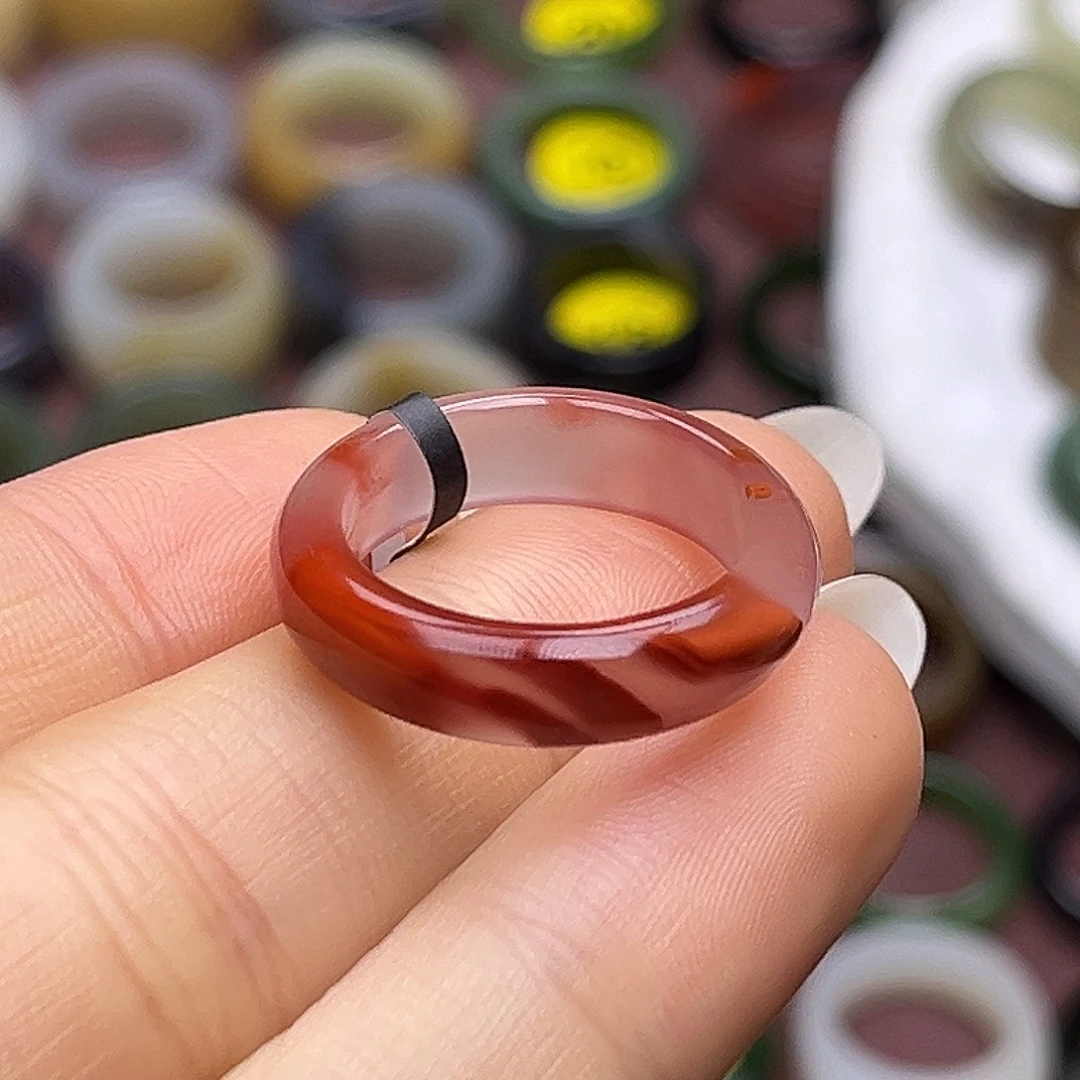 南红玛瑙未镶嵌戒指18.0冰飘南红